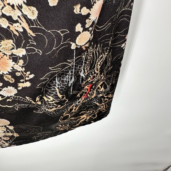 Urban Outfitters Dragon Print Black and Gold Dress Adjustable Straps Bodycon - Picture 6 of 14